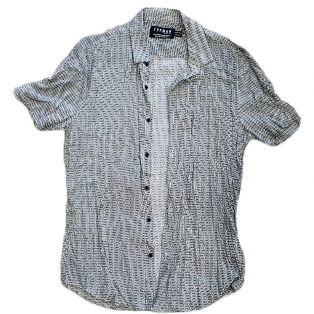 Topman Black White Viscose Patterned Shirt M
